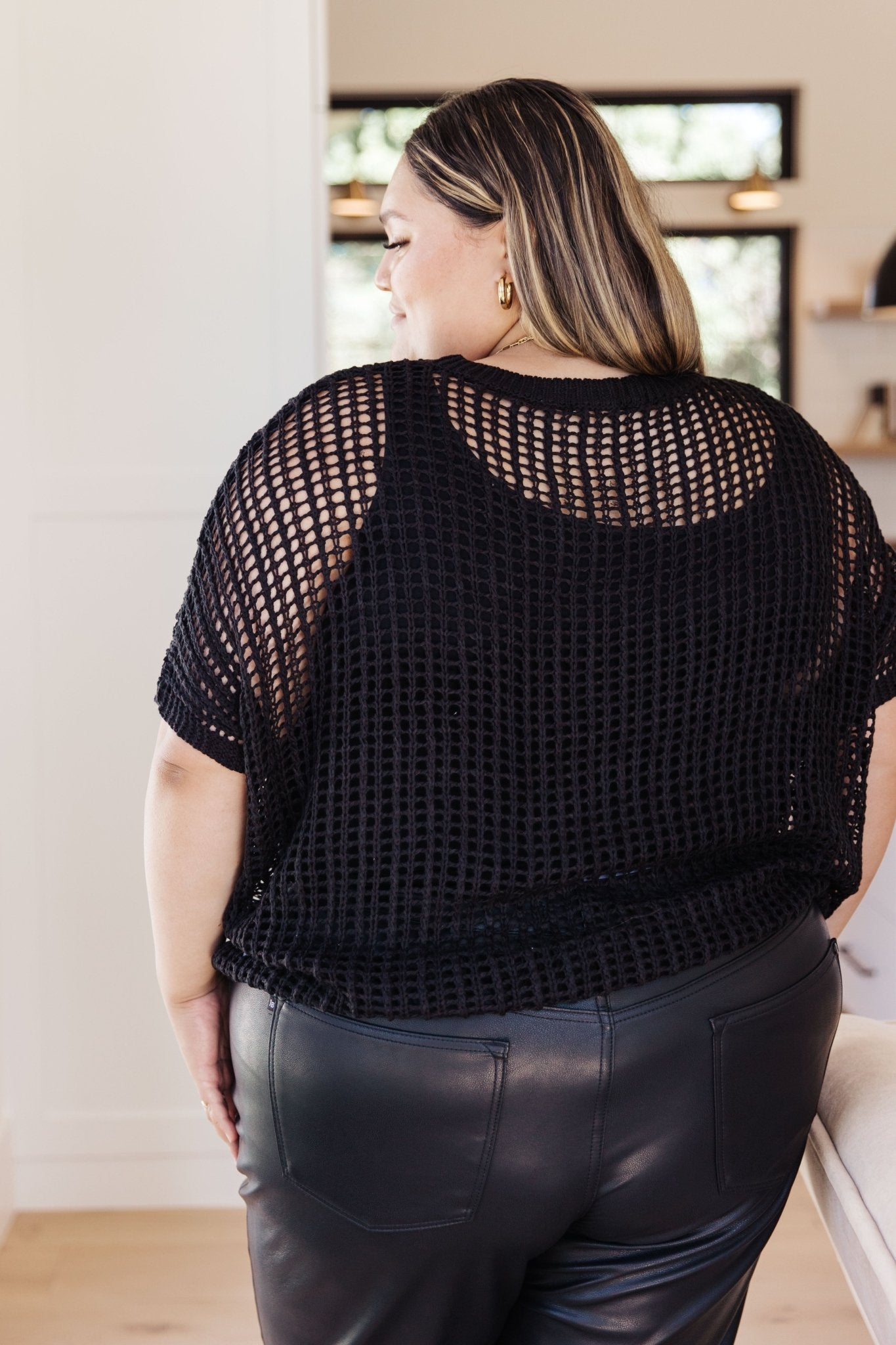 Coastal Dreams Fishnet Top in Black (Online Exclusive) - Uptown Boutique Ramona