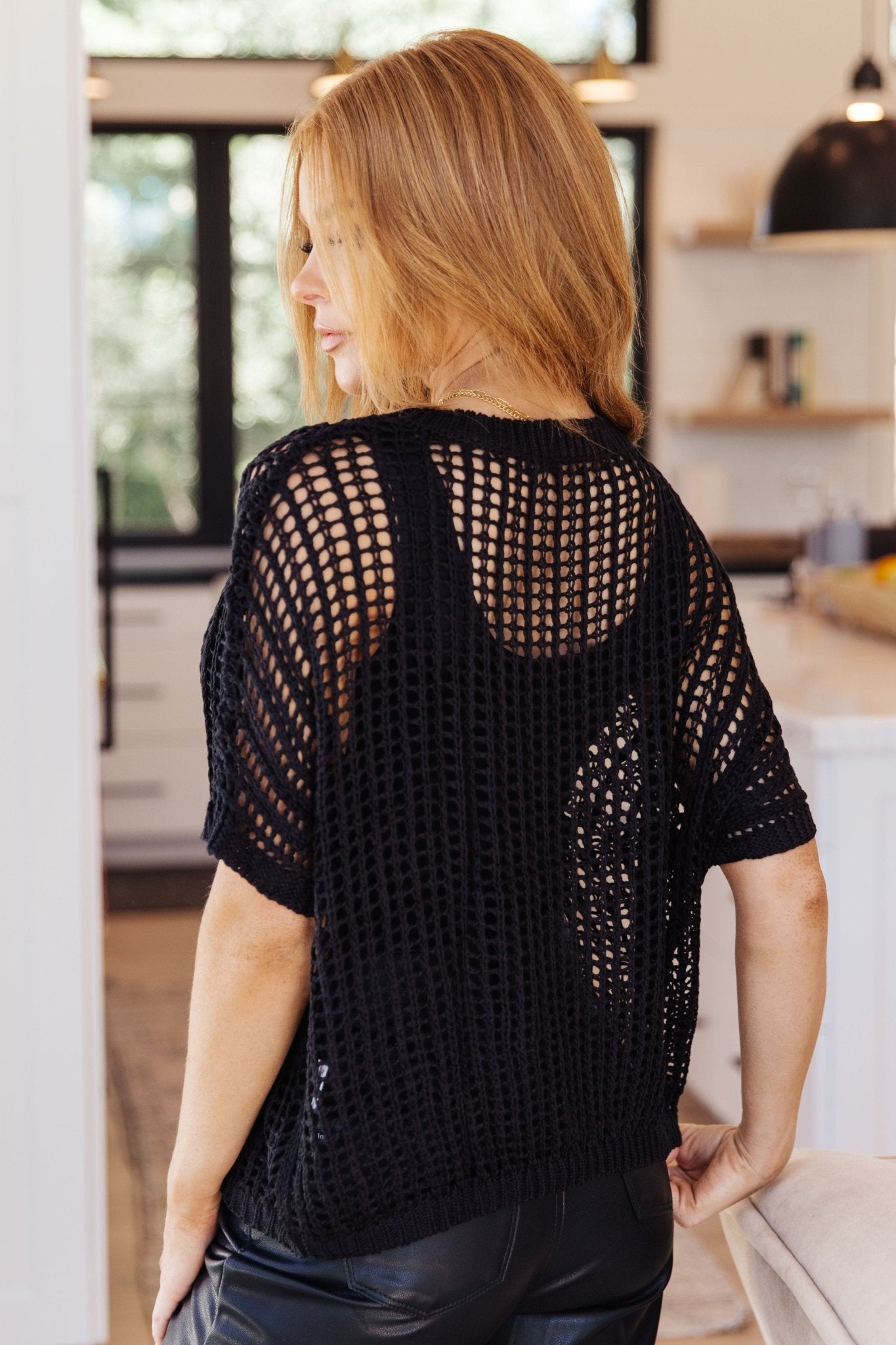 Coastal Dreams Fishnet Top in Black (Online Exclusive) - Uptown Boutique Ramona