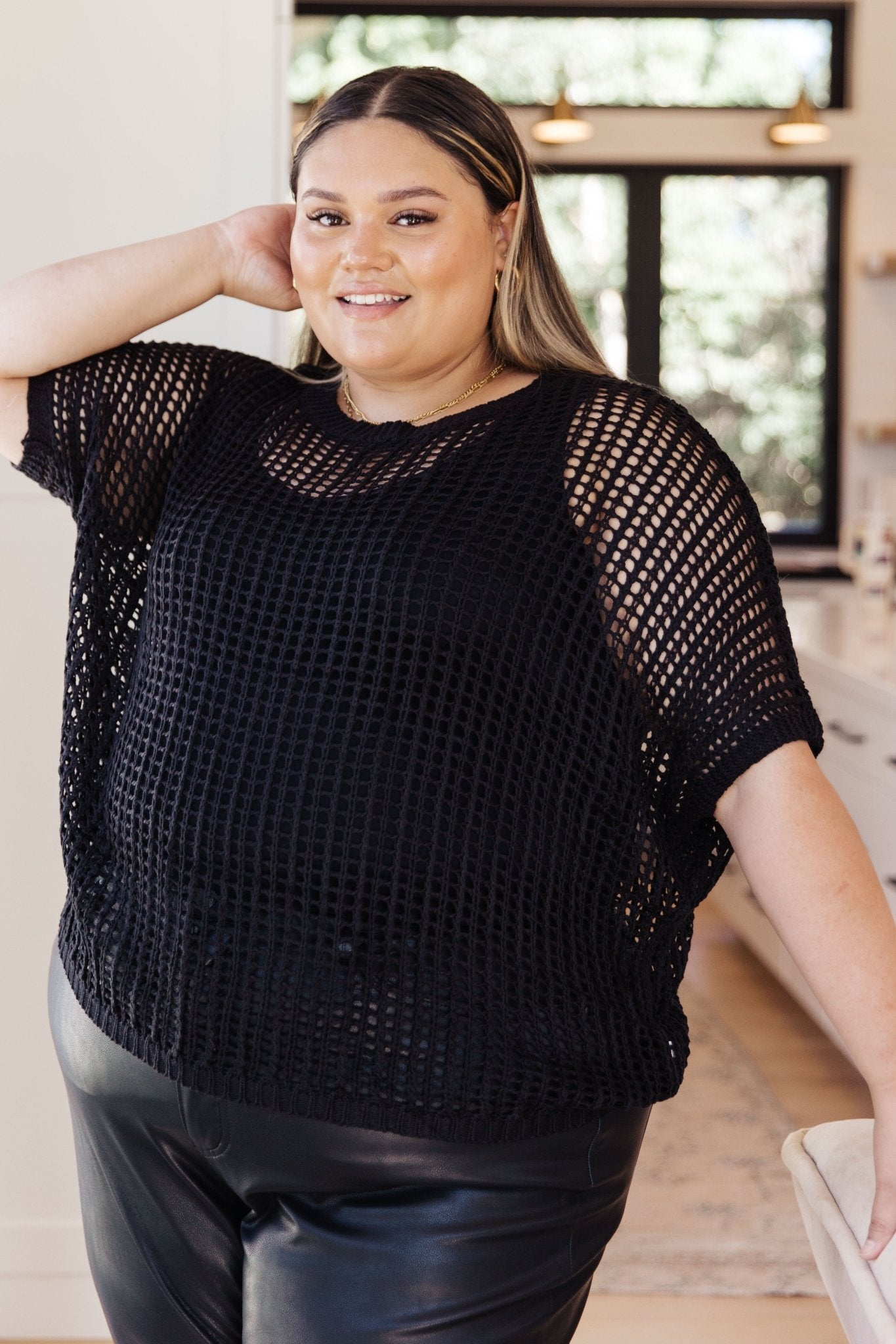 Coastal Dreams Fishnet Top in Black (Online Exclusive) - Uptown Boutique Ramona