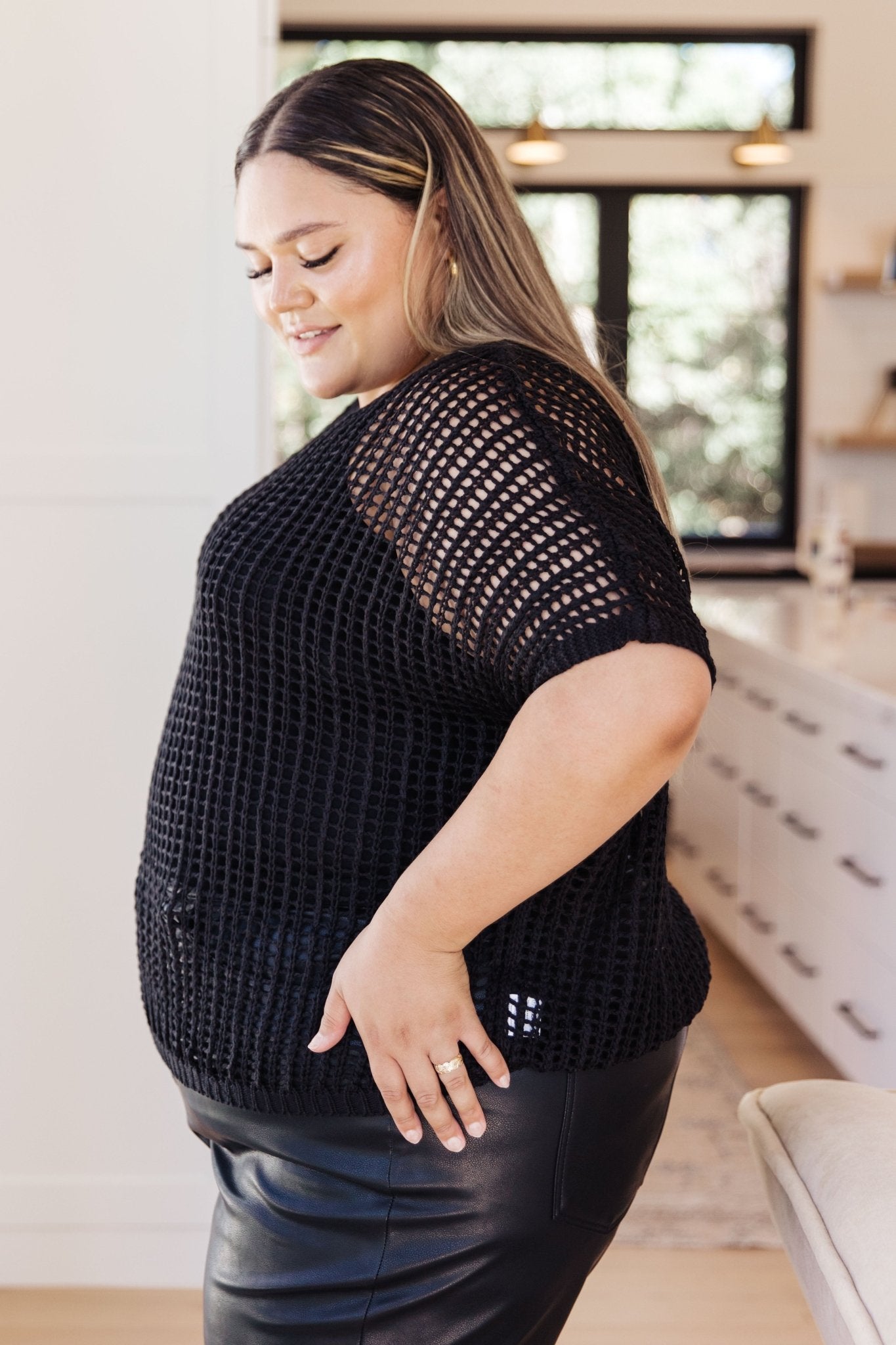 Coastal Dreams Fishnet Top in Black (Online Exclusive) - Uptown Boutique Ramona