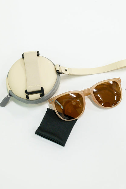 Collapsible Girlfriend Sunnies & Case in Tan (Online Exclusive) - Uptown Boutique Ramona