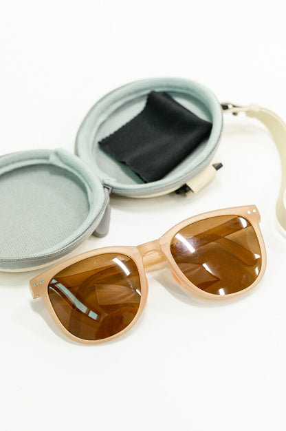 Collapsible Girlfriend Sunnies & Case in Tan (Online Exclusive) - Uptown Boutique Ramona