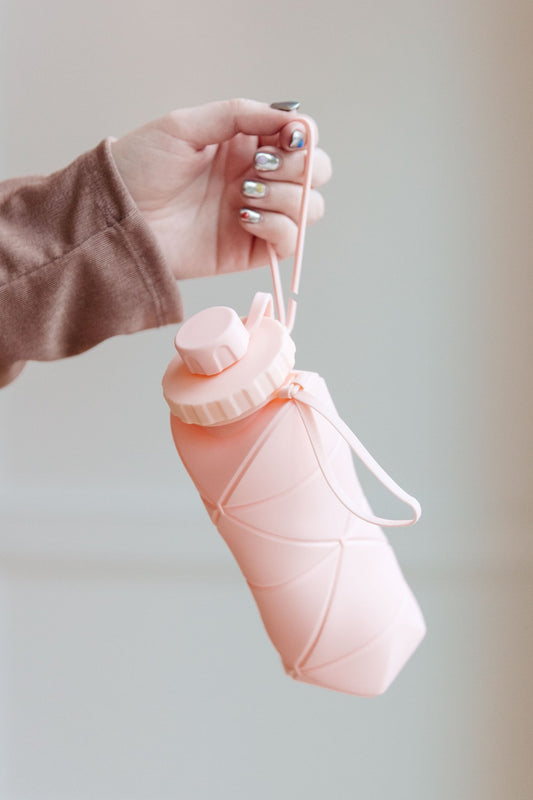 Collapsing Silicon Water Bottle in Diamond Pink (Online Exclusive) - Uptown Boutique Ramona