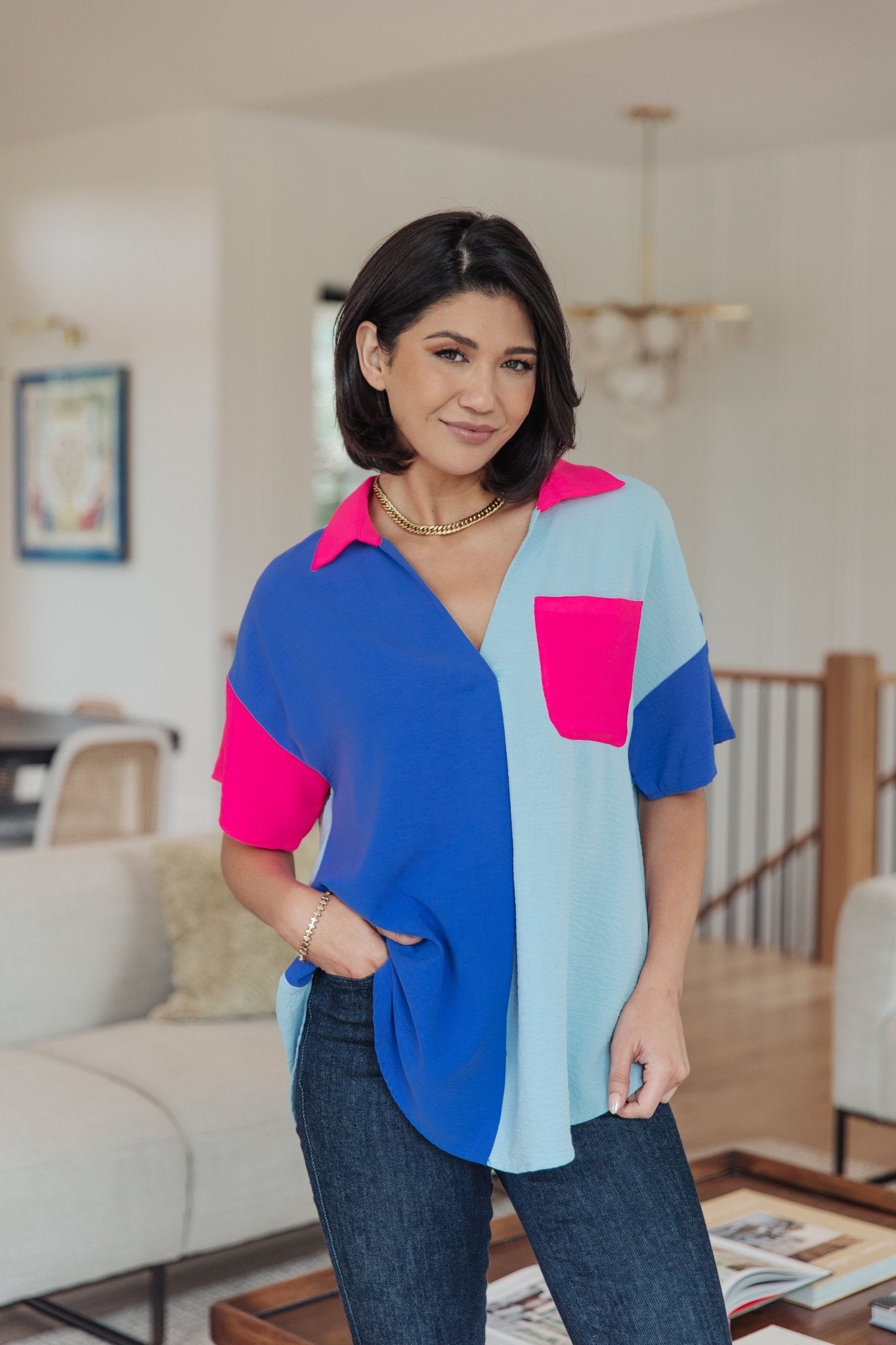 Color Me Cool Color Block Top (Online Exclusive) - Uptown Boutique Ramona