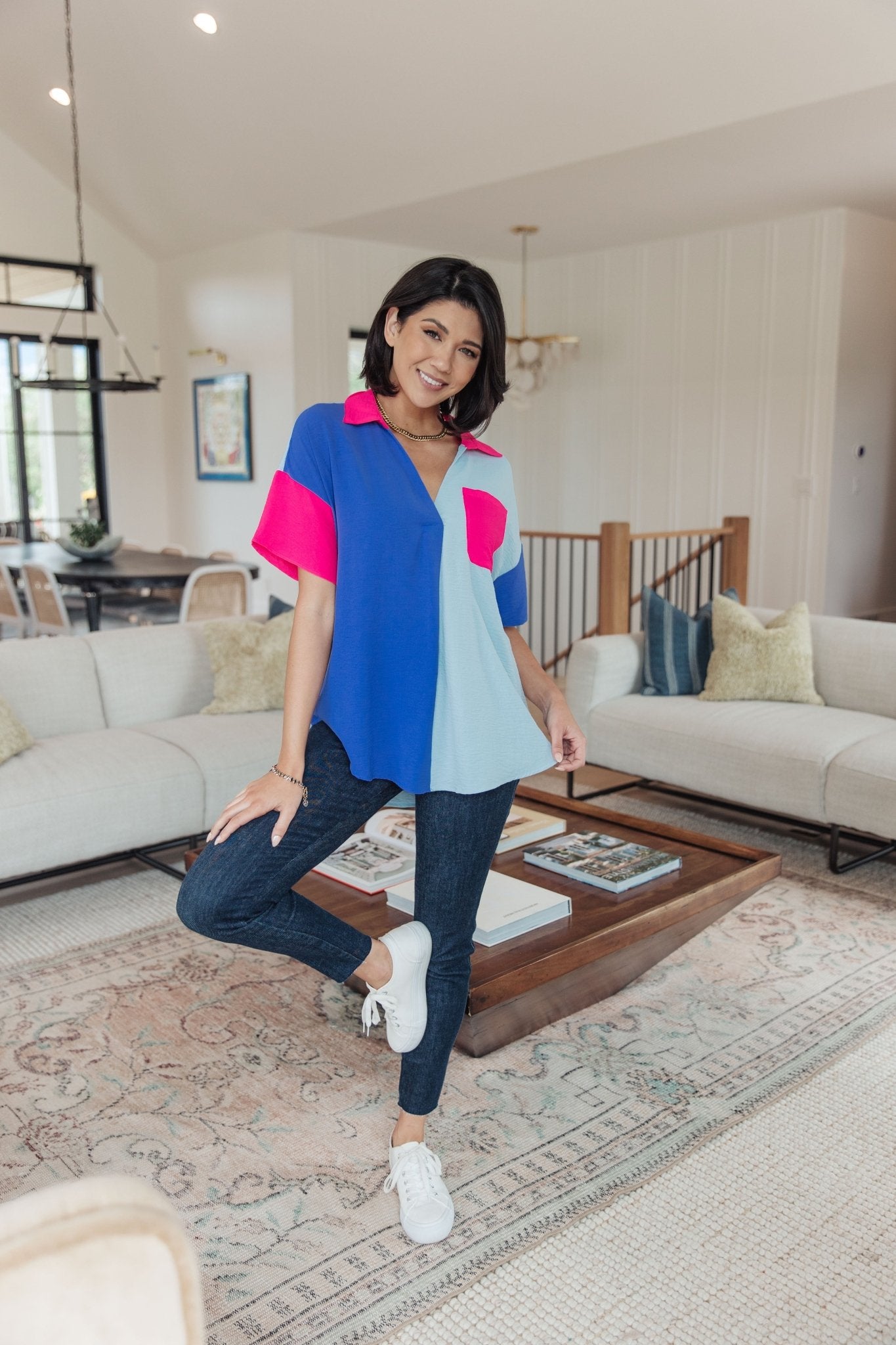 Color Me Cool Color Block Top (Online Exclusive) - Uptown Boutique Ramona