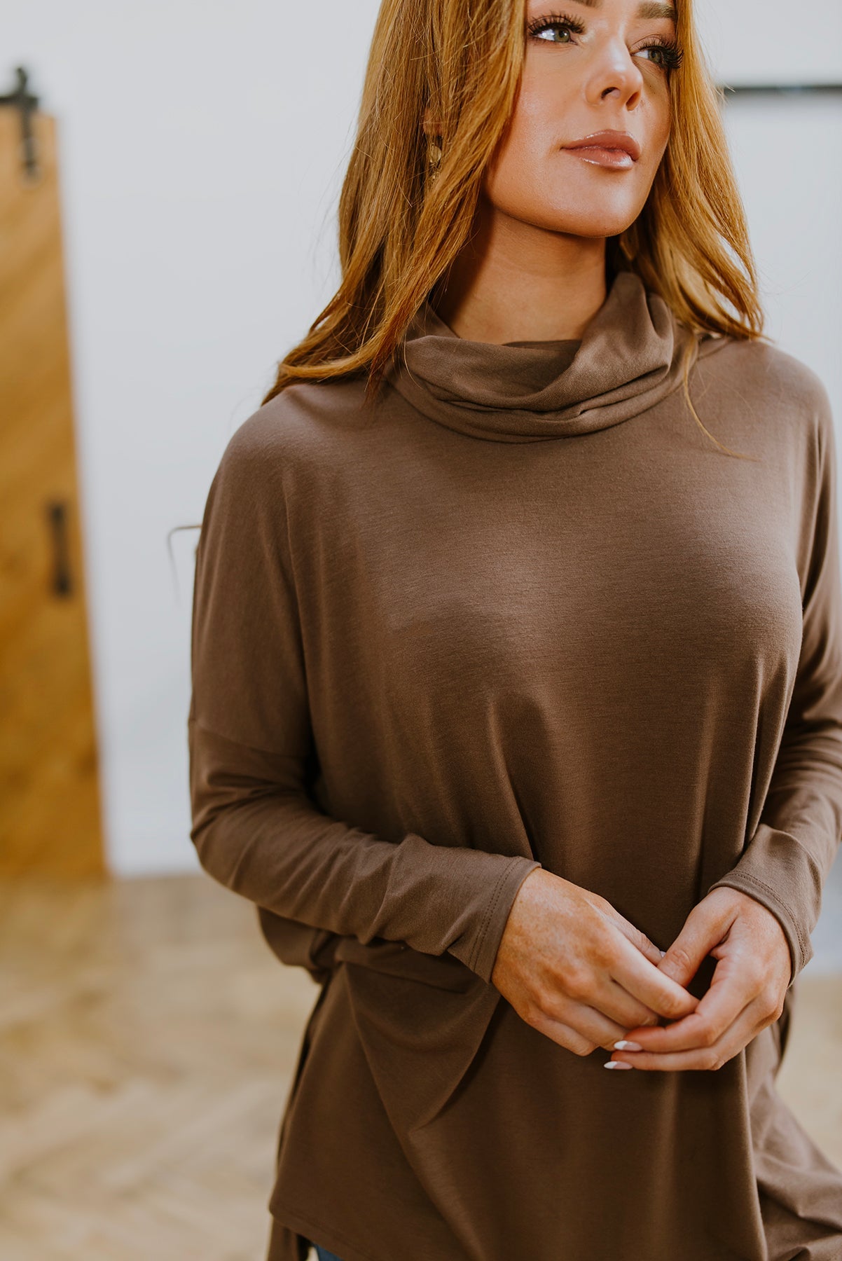 Comfort First Cowl Neck Hi - Low Long Sleeve (Online Exclusive) - Uptown Boutique Ramona