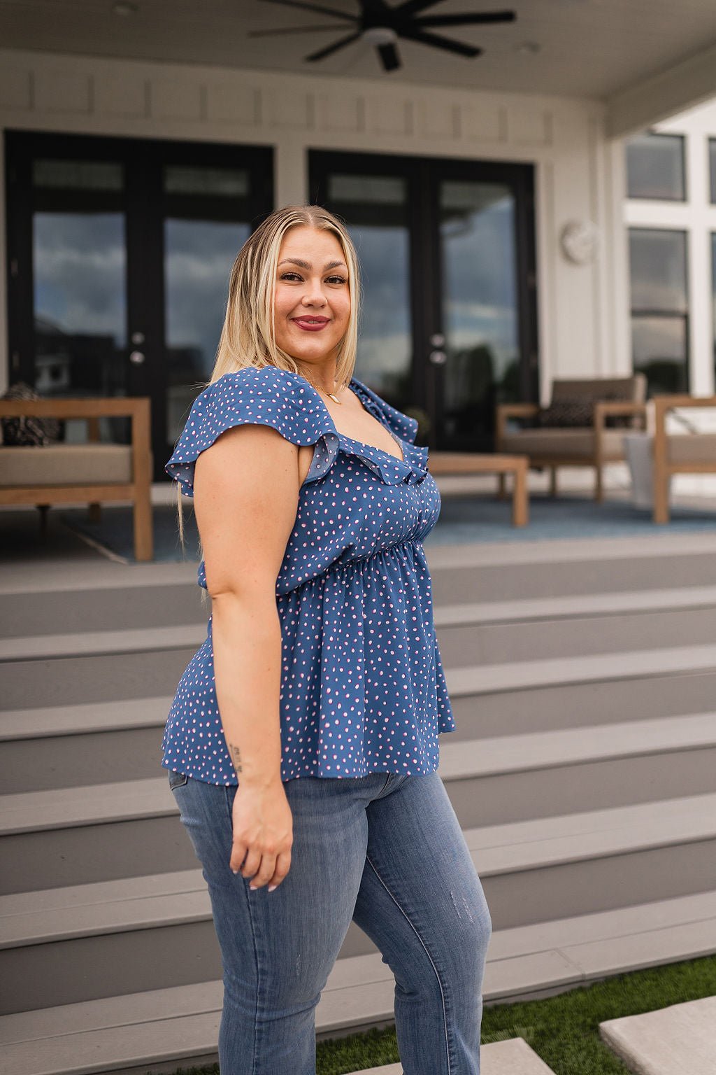 Connect the Dots Peplum Blouse - Uptown Boutique Ramona