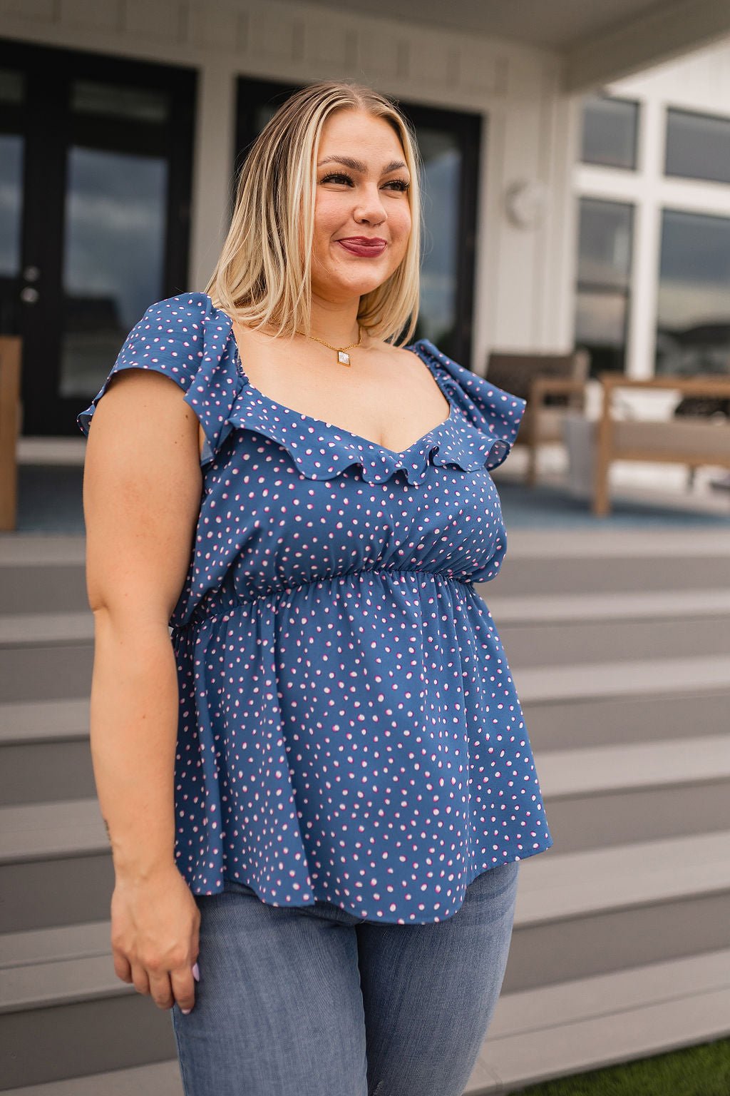 Connect the Dots Peplum Blouse - Uptown Boutique Ramona