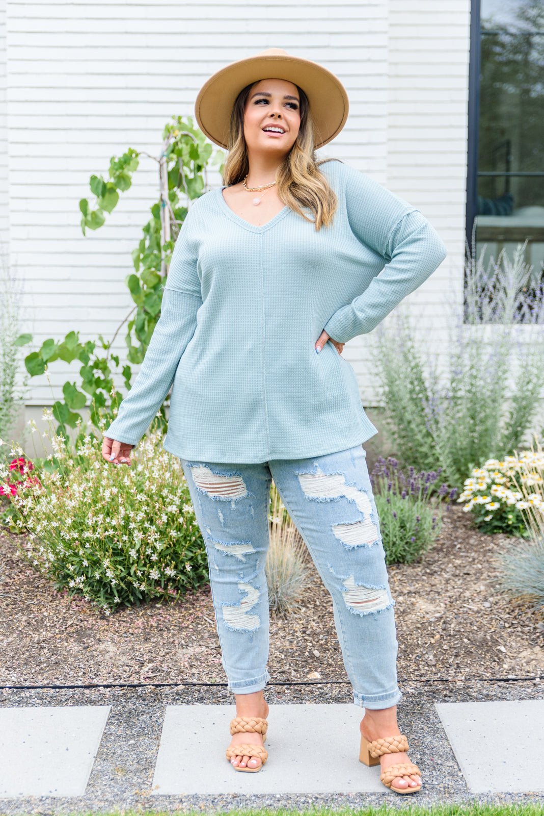 Cool Down Waffle Long Sleeve (Online Exclusive) - Uptown Boutique Ramona