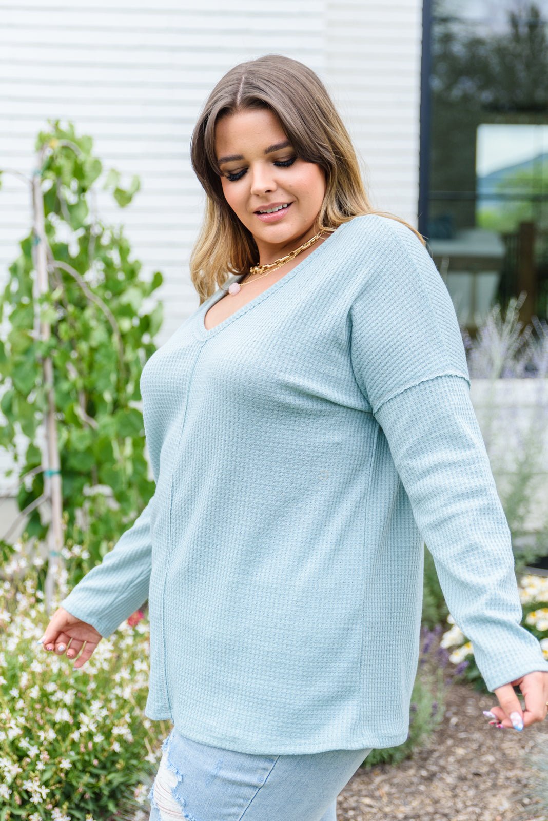 Cool Down Waffle Long Sleeve (Online Exclusive) - Uptown Boutique Ramona