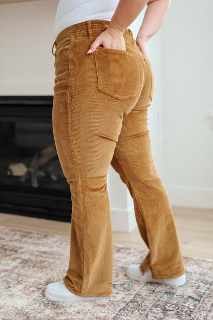 Cordelia Bootcut Corduroy Pants in Camel (Online Exclusive) - Uptown Boutique Ramona