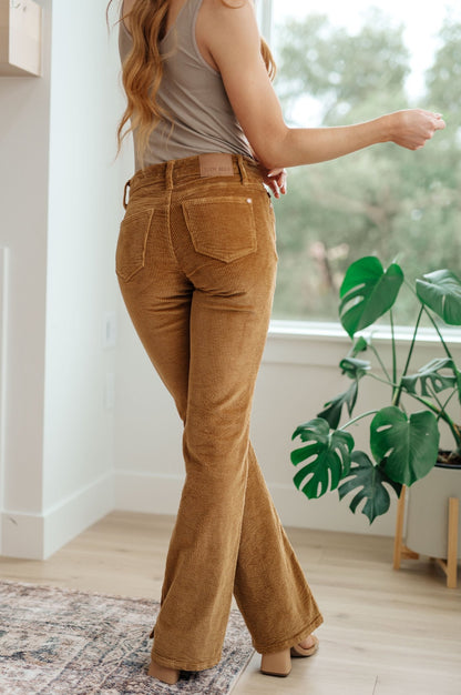 Cordelia Bootcut Corduroy Pants in Camel (Online Exclusive) - Uptown Boutique Ramona