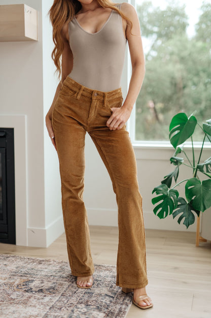 Cordelia Bootcut Corduroy Pants in Camel (Online Exclusive) - Uptown Boutique Ramona