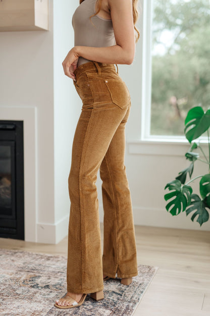 Cordelia Bootcut Corduroy Pants in Camel (Online Exclusive) - Uptown Boutique Ramona