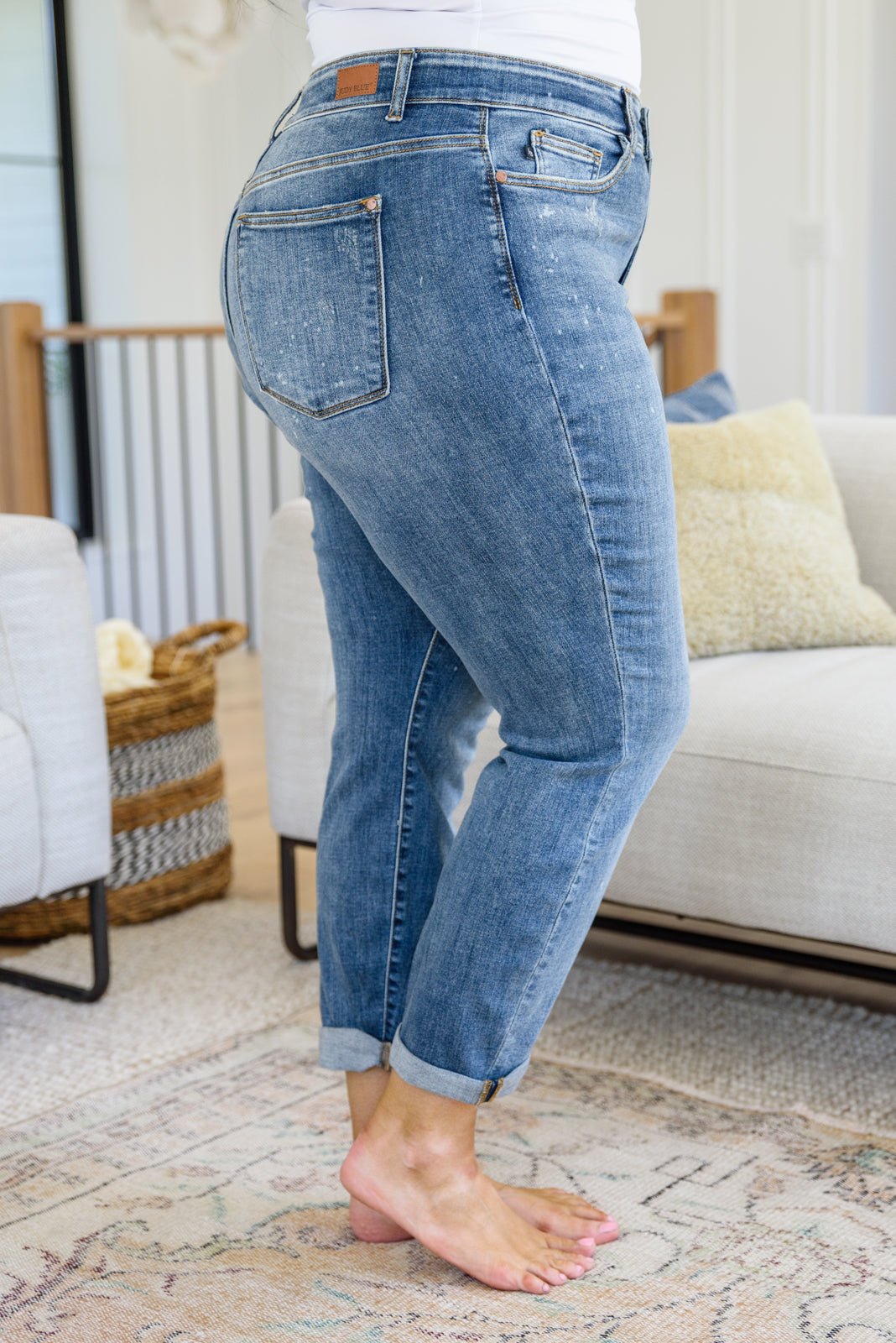 Corey Hi Rise Bleach Splash Boyfriend Jeans (Online Exclusive) - Uptown Boutique Ramona