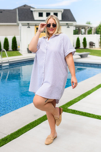 Cornelia Striped Shirt Dress - Uptown Boutique Ramona