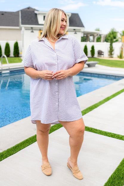 Cornelia Striped Shirt Dress - Uptown Boutique Ramona