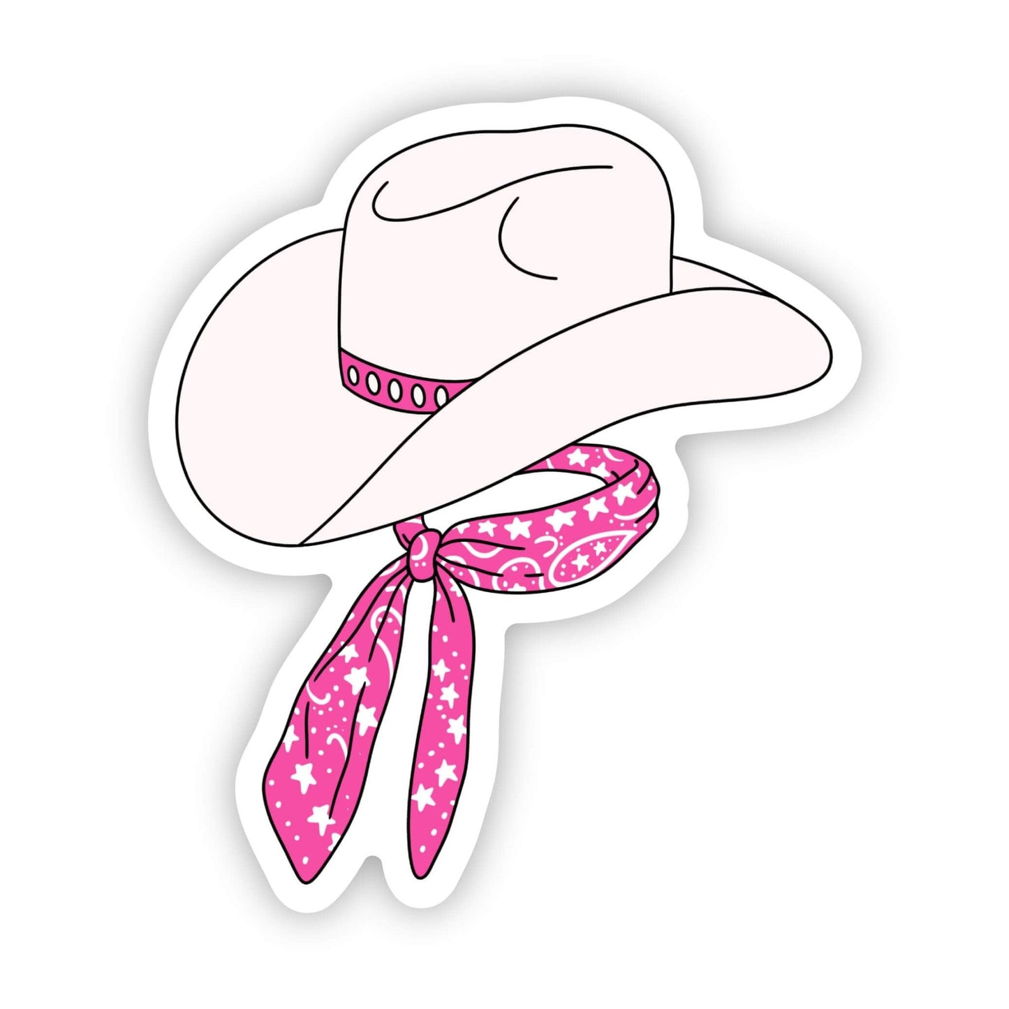 Cowgirl hat and scarf pink sticker - Uptown Boutique Ramona