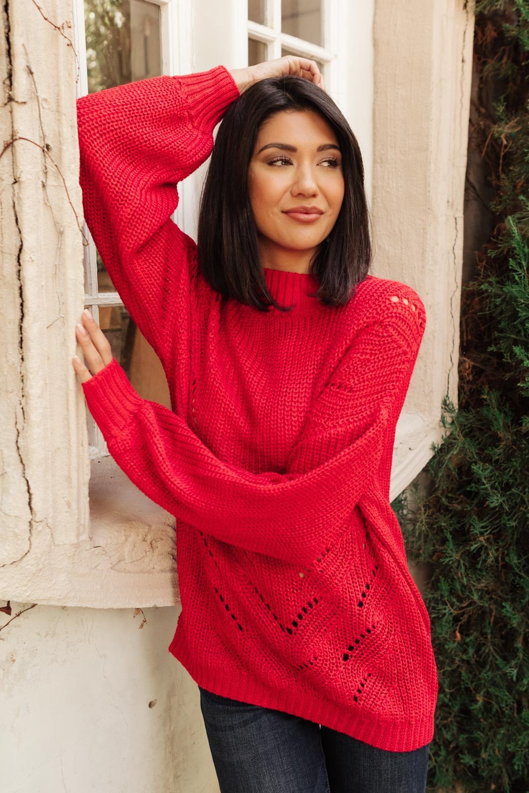 Cozy Casual Sweater in Lipstick (Online Exclusive) - Uptown Boutique Ramona