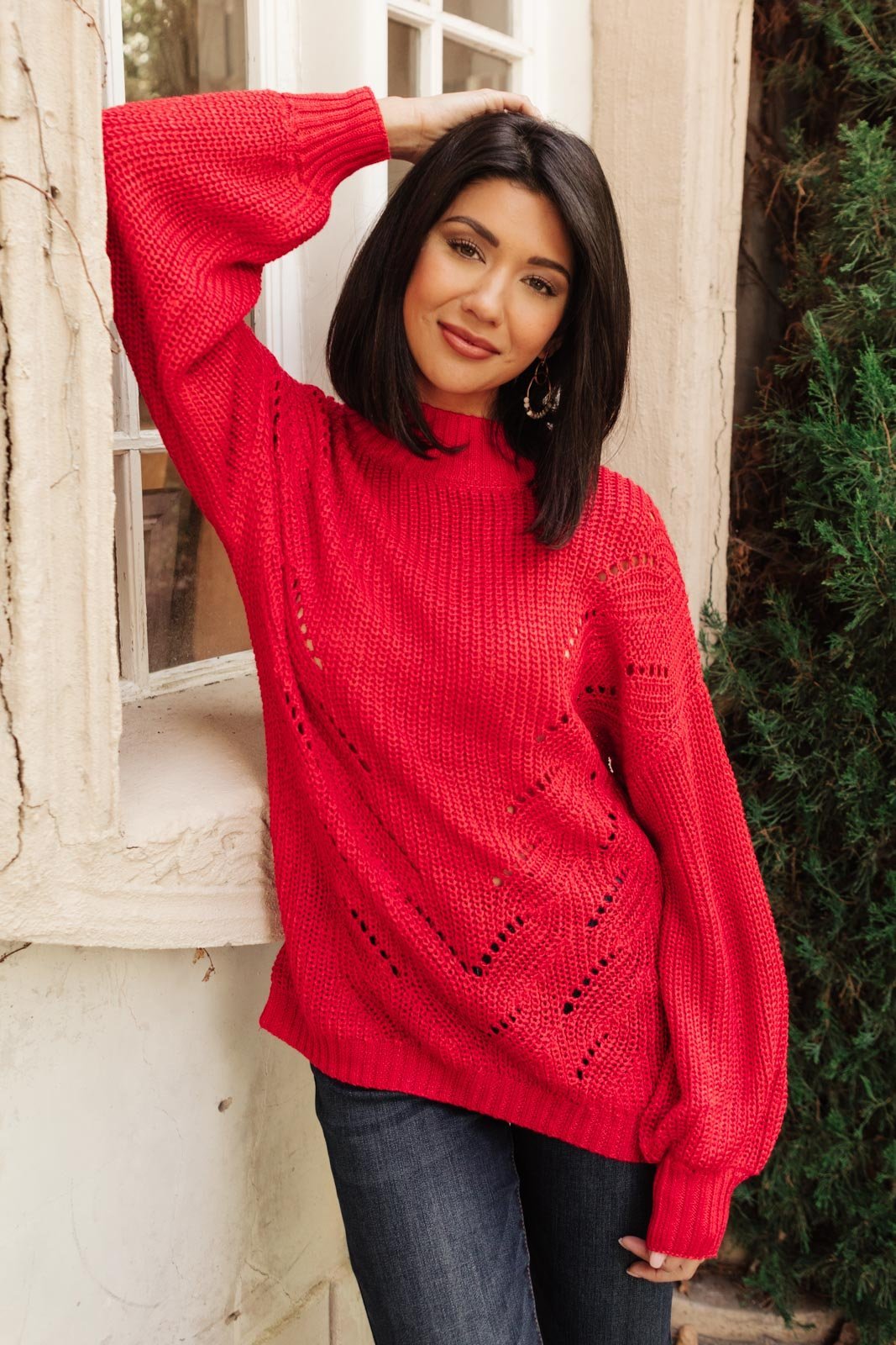 Cozy Casual Sweater in Lipstick (Online Exclusive) - Uptown Boutique Ramona