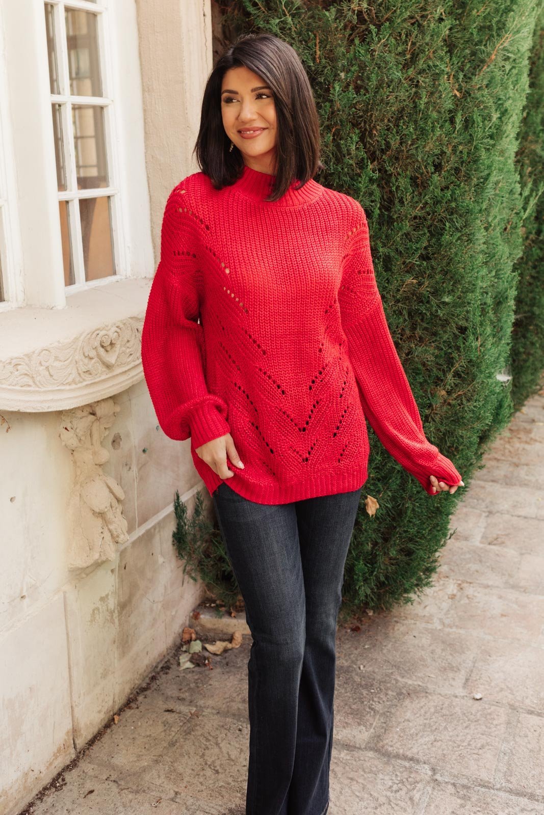 Cozy Casual Sweater in Lipstick (Online Exclusive) - Uptown Boutique Ramona