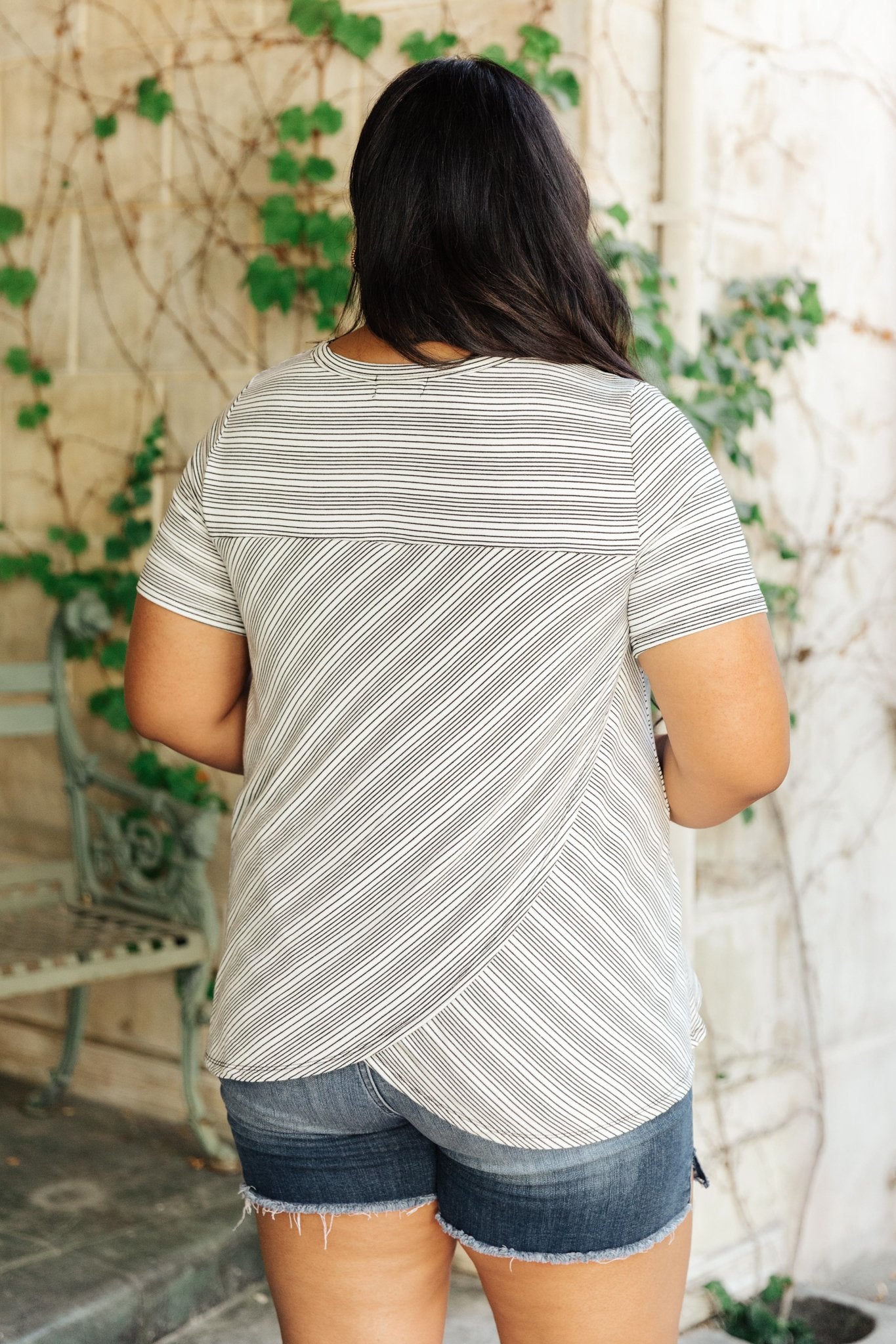 Cozy In Stripes Top in Gray (Online Exclusive) - Uptown Boutique Ramona