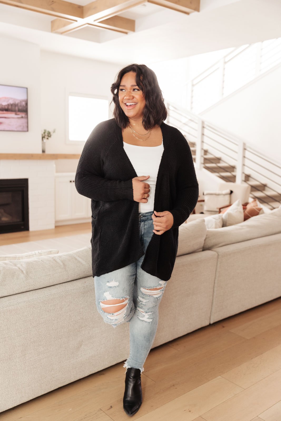 Cozy Nights Cardigan in Black (Online Exclusive) - Uptown Boutique Ramona