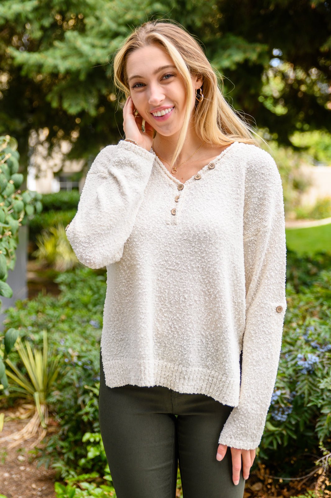 Cozy Zone Popcorn Thread Knit Sweater In Cream (Online Exclusive) - Uptown Boutique Ramona