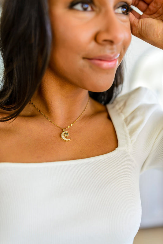 Crescent Moon Necklace (Online Exclusive) - Uptown Boutique Ramona