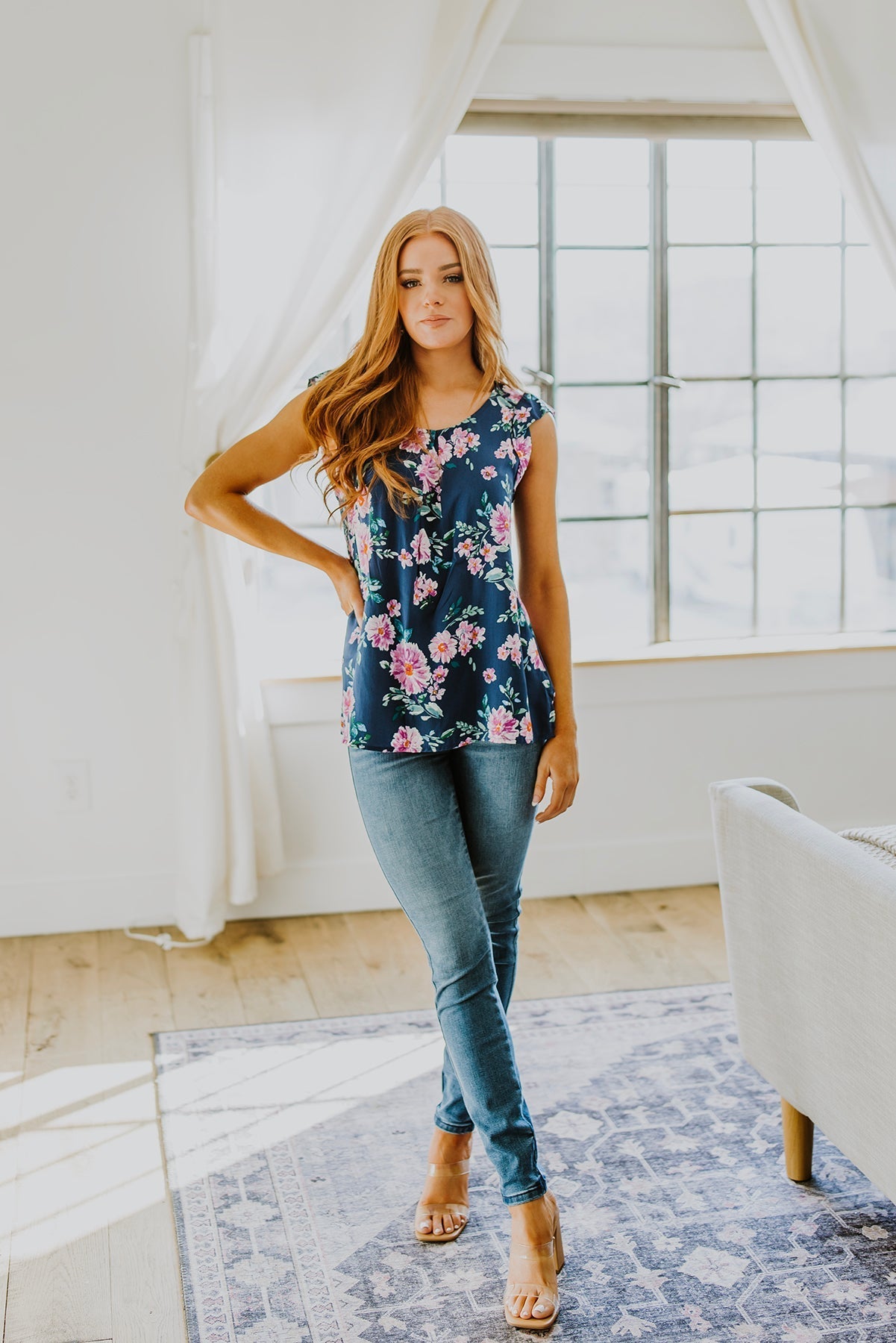 Crowd Charmer Floral Cap Sleeve Blouse (Online Exclusive) - Uptown Boutique Ramona