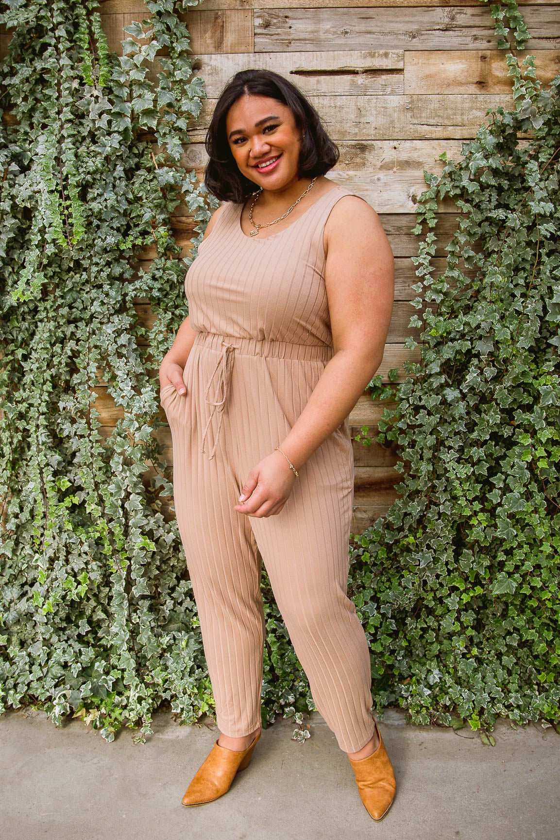 Cruiser Jumpsuit in Tan (Online Exclusive) - Uptown Boutique Ramona