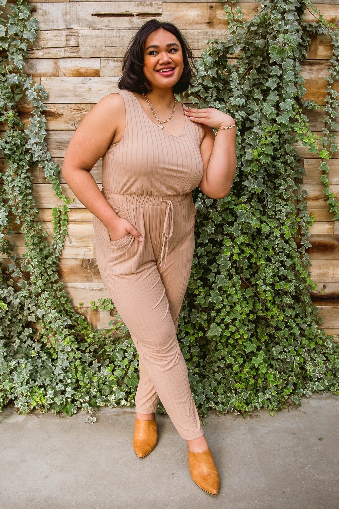 Cruiser Jumpsuit in Tan (Online Exclusive) - Uptown Boutique Ramona