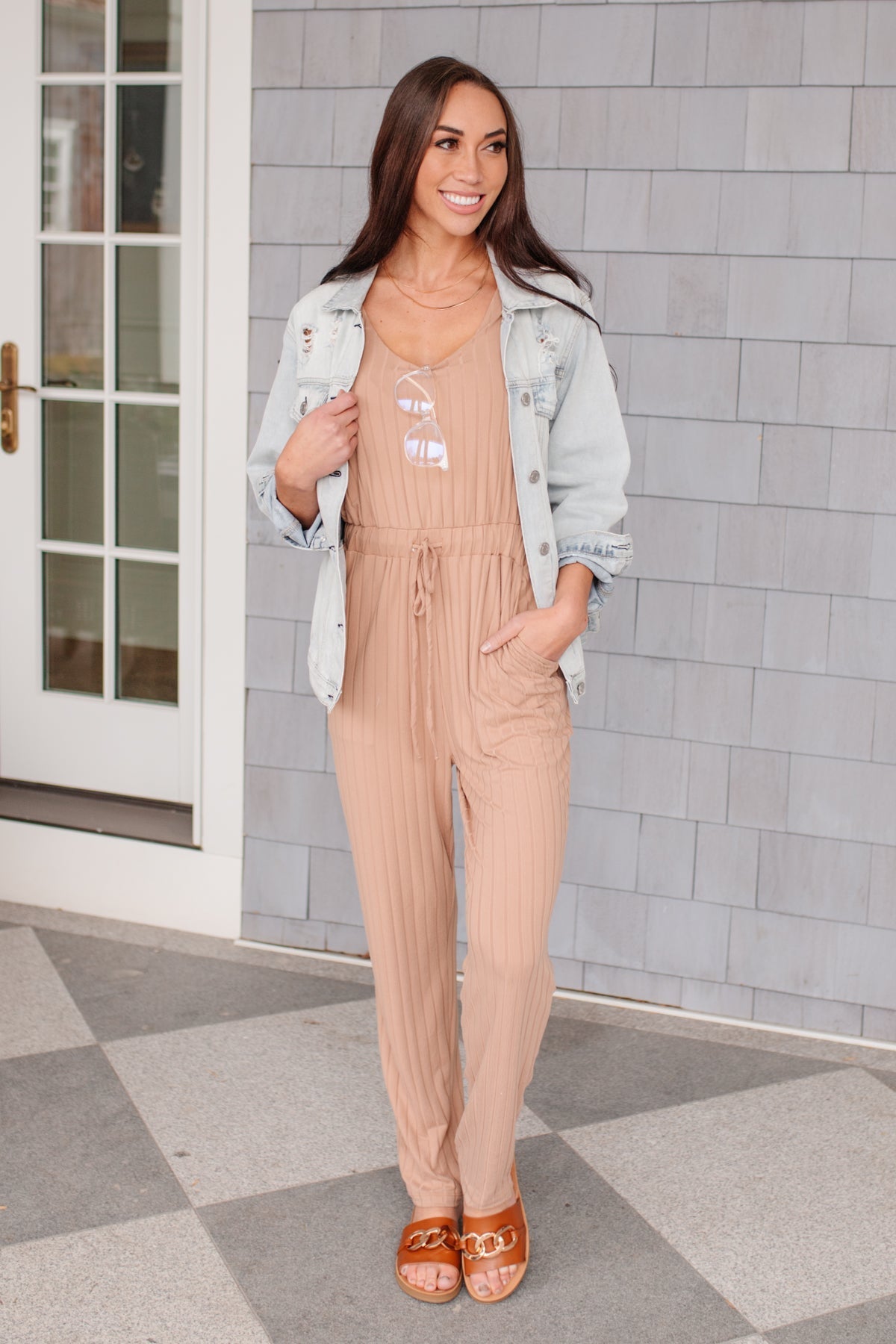 Cruiser Jumpsuit in Tan (Online Exclusive) - Uptown Boutique Ramona