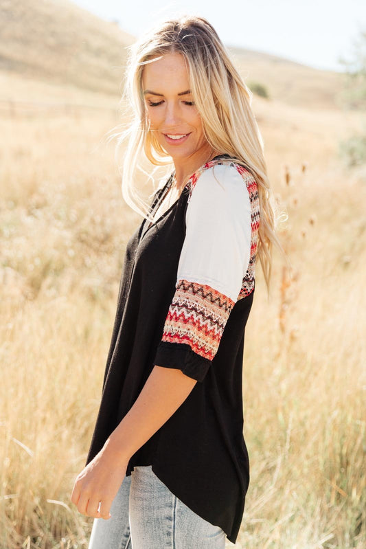 Cyprus Top in Black/Multi (Online Exclusive) - Uptown Boutique Ramona