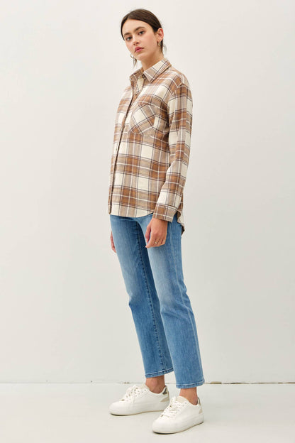 NEVER SETTLE OVERSIZED PLAID FLANNEL