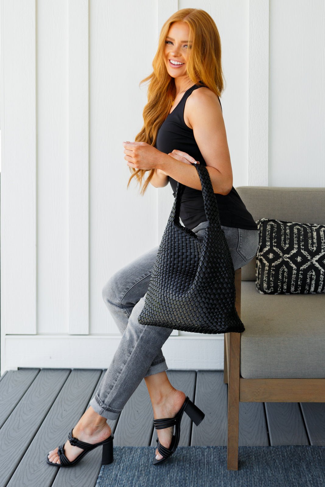 Daily Essential Notched Ribbed Tank in Black (Online Exclusive) - Uptown Boutique Ramona