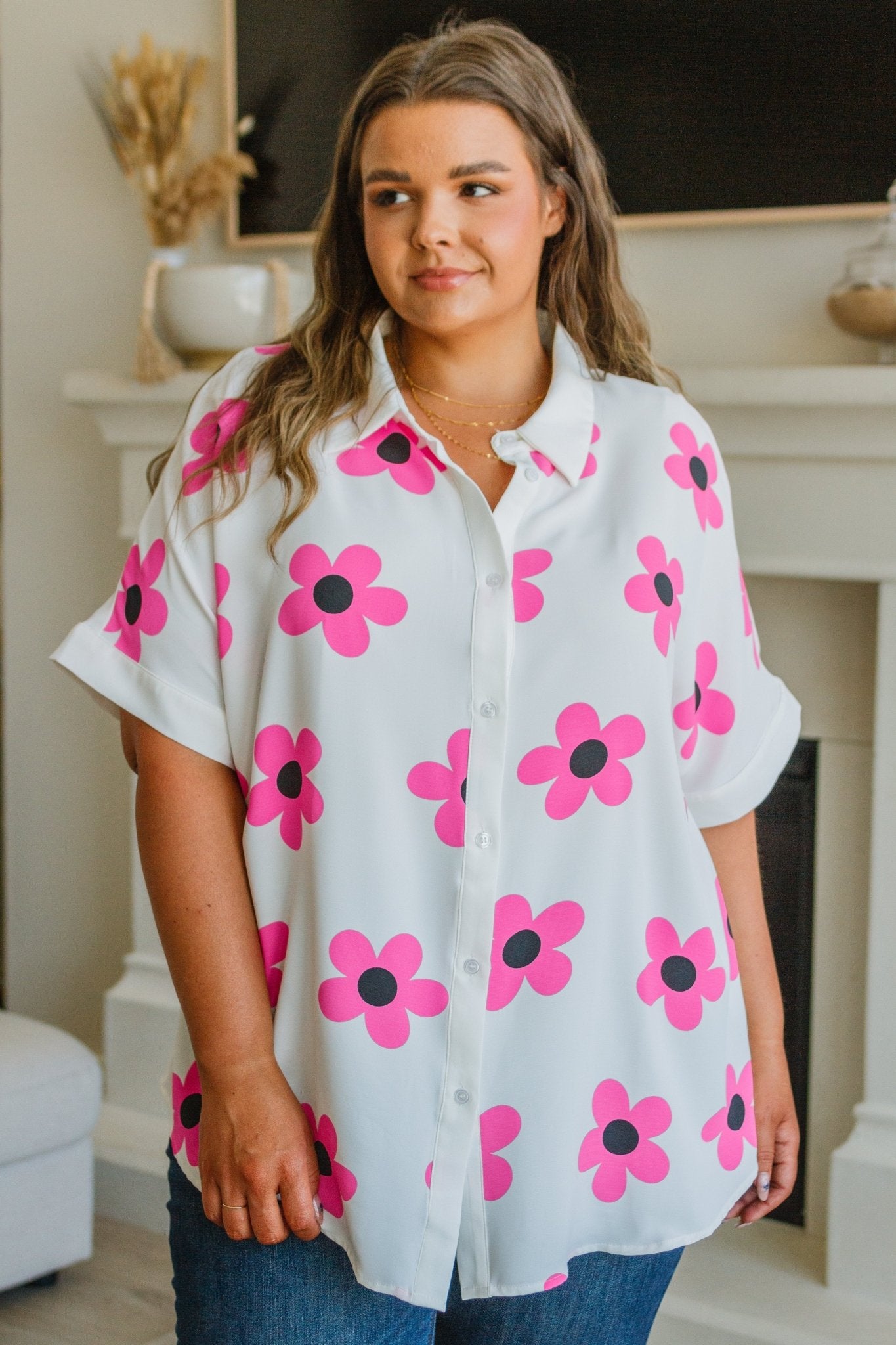 Daisy Delight Mod Floral Button Down (Online Exclusive) - Uptown Boutique Ramona