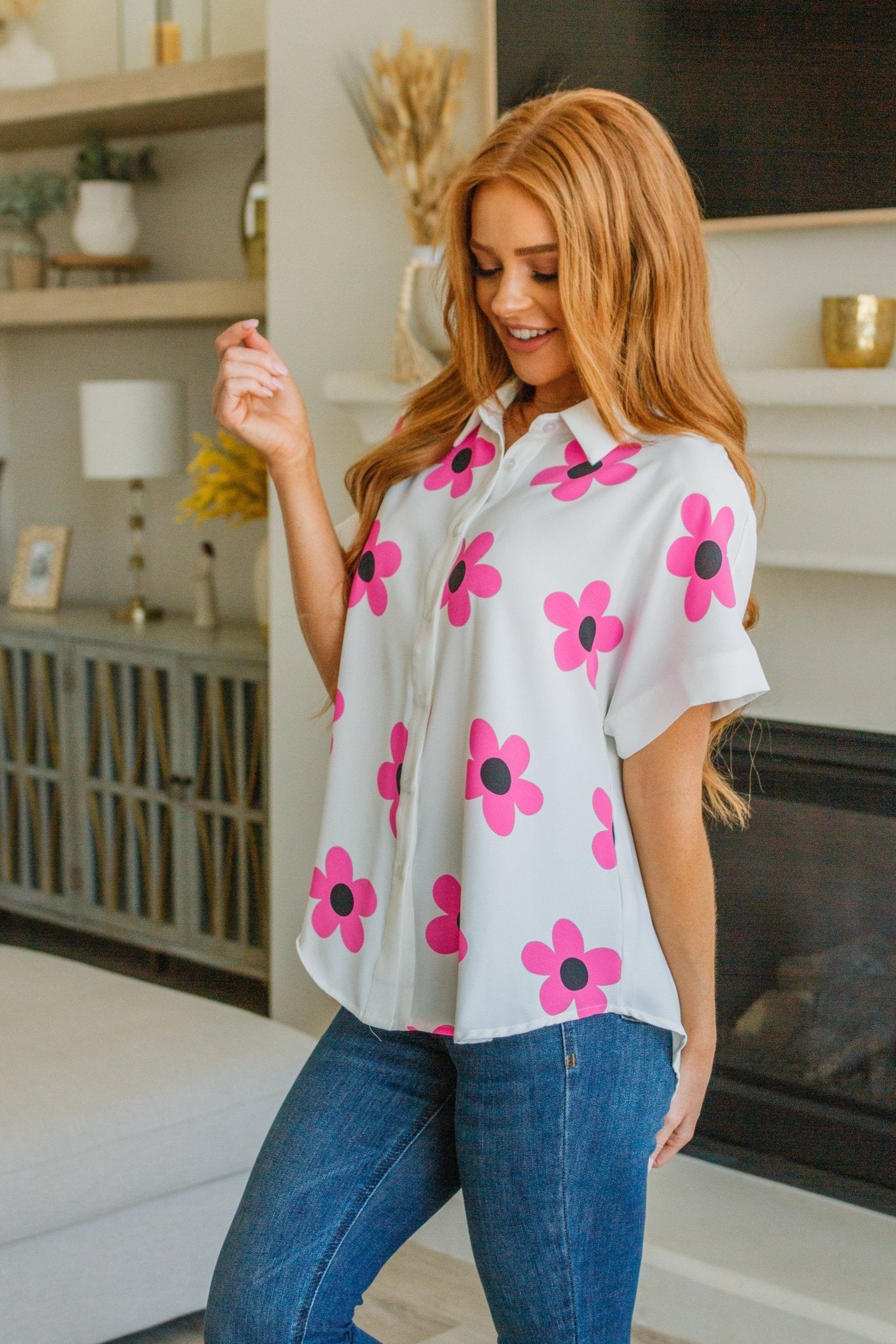 Daisy Delight Mod Floral Button Down (Online Exclusive) - Uptown Boutique Ramona