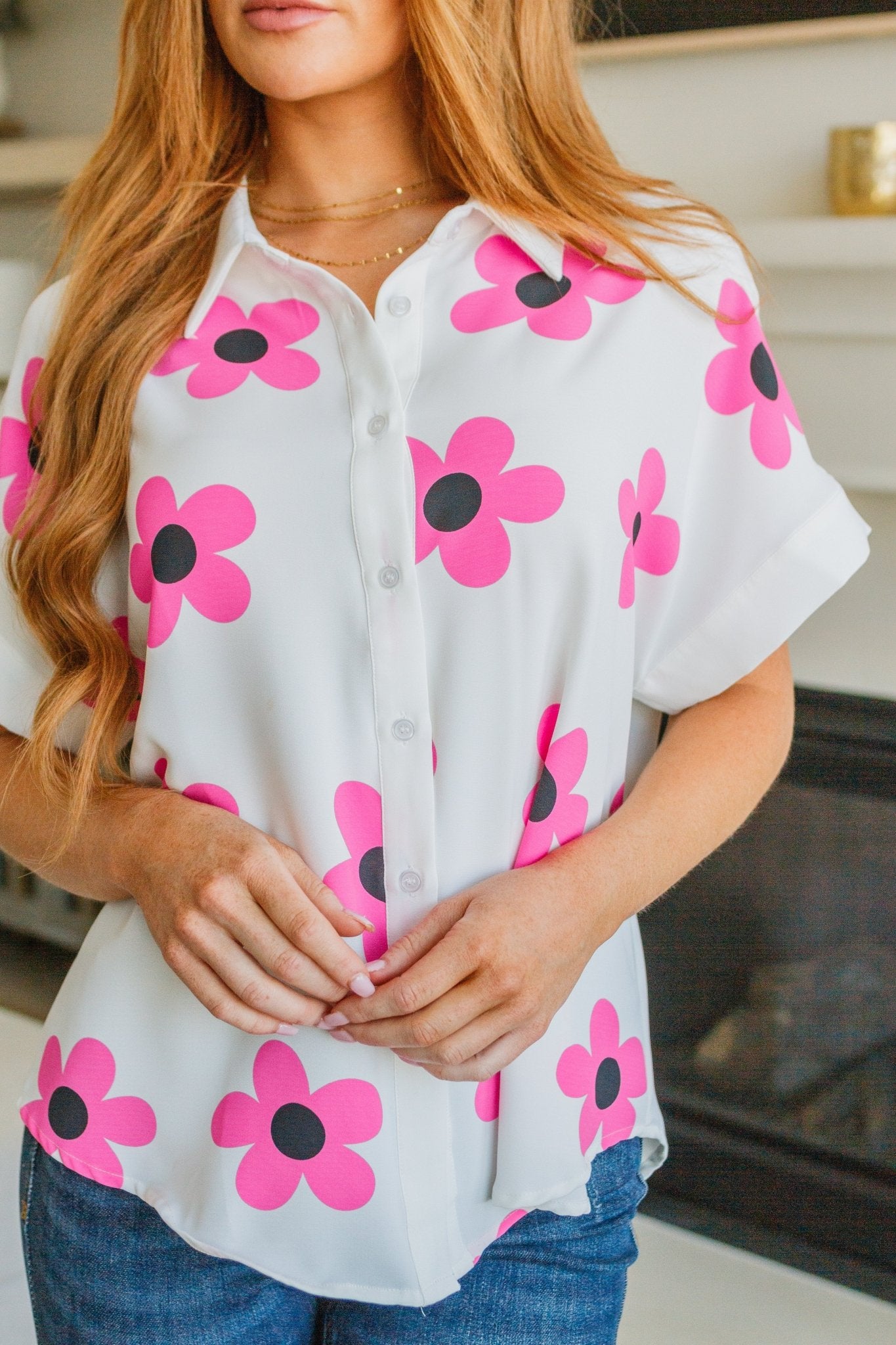 Daisy Delight Mod Floral Button Down (Online Exclusive) - Uptown Boutique Ramona