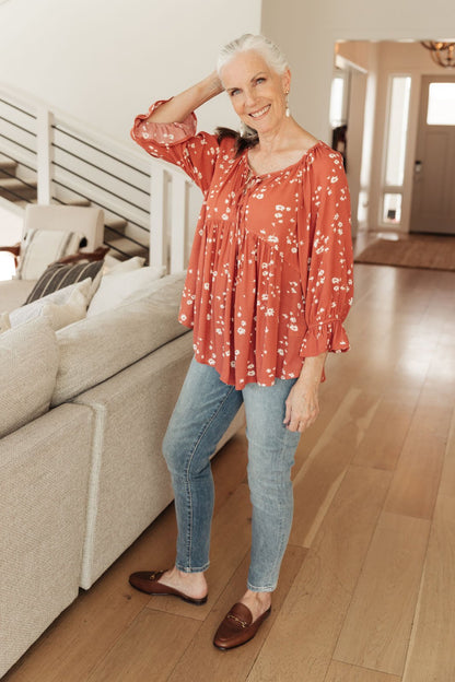 Daisy Flow Blouse In Rust (Online Exclusive) - Uptown Boutique Ramona