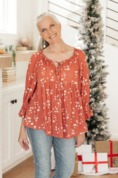 Daisy Flow Blouse In Rust (Online Exclusive) - Uptown Boutique Ramona