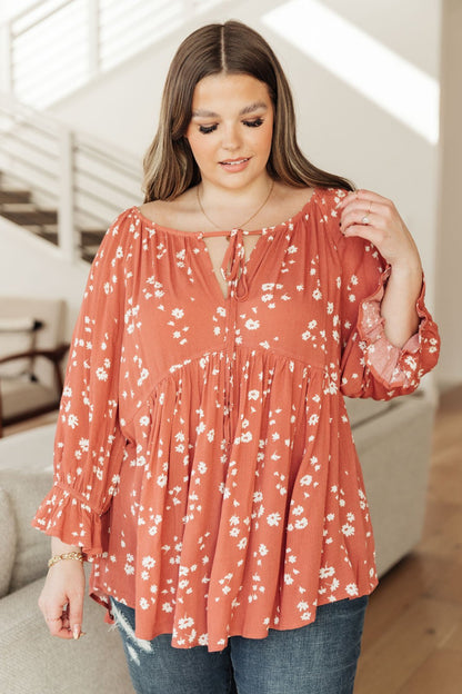 Daisy Flow Blouse In Rust (Online Exclusive) - Uptown Boutique Ramona