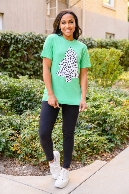 Dalmatian Tree Graphic Tee in Kelly Green (Online Exclusive) - Uptown Boutique Ramona