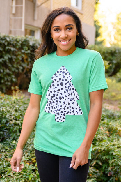 Dalmatian Tree Graphic Tee in Kelly Green (Online Exclusive) - Uptown Boutique Ramona