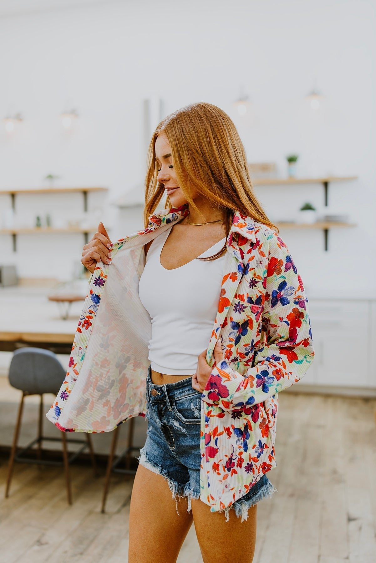 Dancing Flowers Corduroy Jacket (Online Exclusive) - Uptown Boutique Ramona