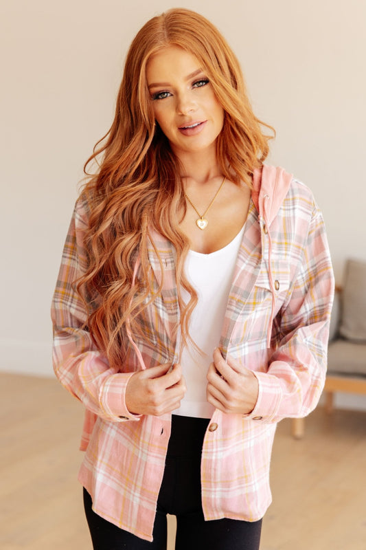 Daylight Dip Dye Plaid Hooded Shacket (Online Exclusive) - Uptown Boutique Ramona