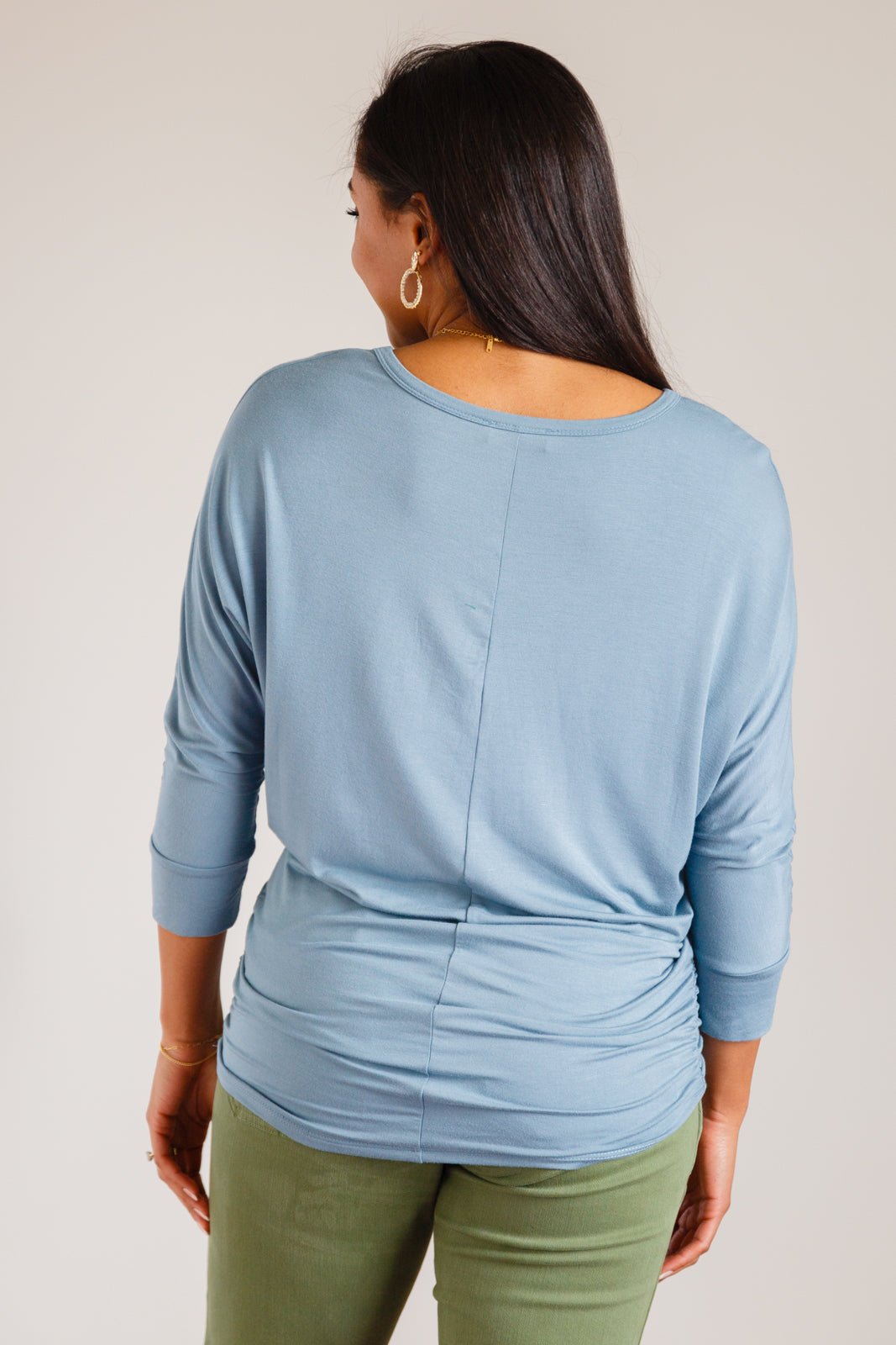 Daytime Boat Neck Top in Blue Gray (Online Exclusive) - Uptown Boutique Ramona