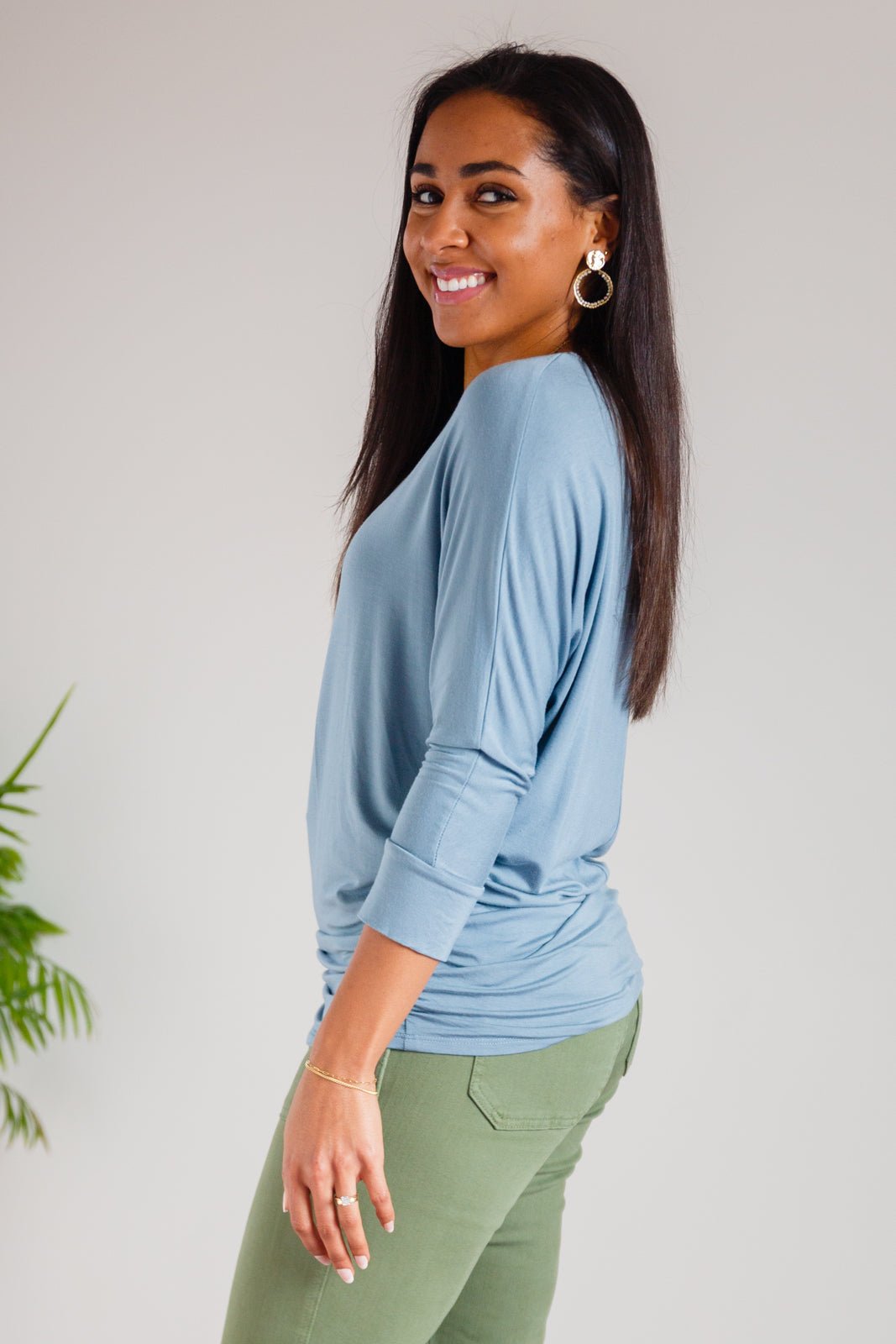 Daytime Boat Neck Top in Blue Gray (Online Exclusive) - Uptown Boutique Ramona