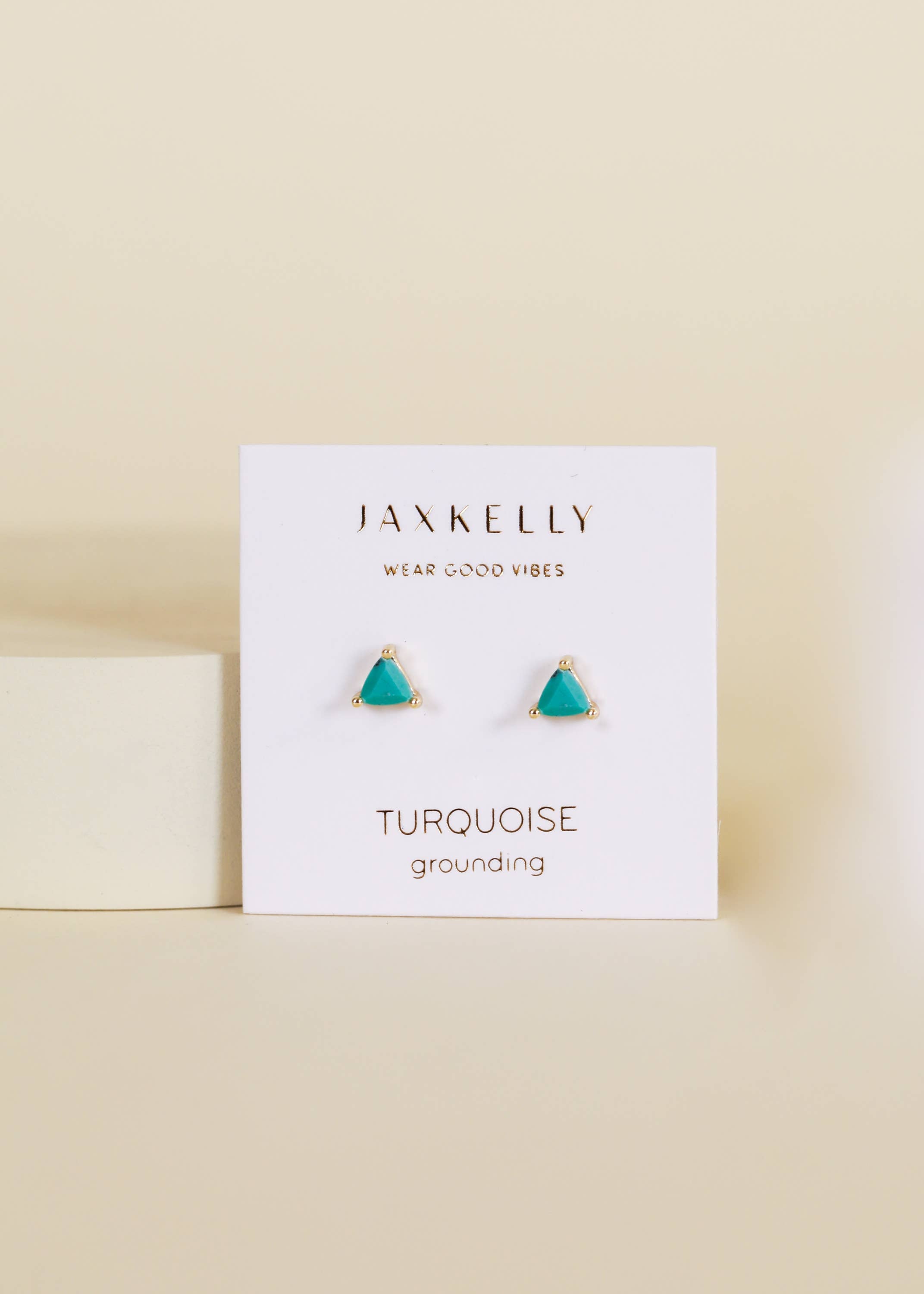 Mini Energy Turquoise Gem Gold Earrings