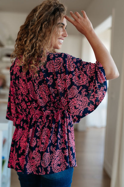 Dearest Dreamer Peplum Top in Pink Paisley (Online Exclusive) - Uptown Boutique Ramona